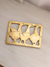 Vintage Brass Rectangular Trivet with 3 Geese