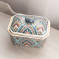 Rectangular Ceramic Colorful Fan Lidded Box