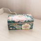 Rectangular Green Ceramic Lidded Box with Floral Details