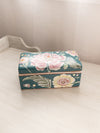 Rectangular Green Ceramic Lidded Box with Floral Details