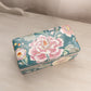 Rectangular Green Ceramic Lidded Box with Floral Details