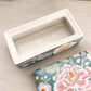 Rectangular Green Ceramic Lidded Box with Floral Details