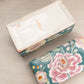 Rectangular Green Ceramic Lidded Box with Floral Details
