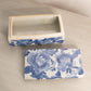 Rectangular White and Blue Ceramic Floral Lidded Box