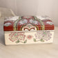 Rectangular White Ceramic Red Green Purple Floral Lidded Box