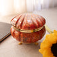 Vintage Orange Red Alabaster Stone Shell-Shaped Lidded Box