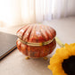Vintage Orange Red Alabaster Stone Shell-Shaped Lidded Box