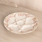 Reproduction Circular White Ceramic Oyster Plate with Pink Floral Designs