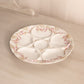 Reproduction Circular White Ceramic Oyster Plate with Pink Floral Designs
