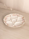 Reproduction Circular White Ceramic Oyster Plate with Pink Floral Designs
