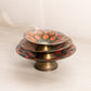 Set of 3 Brass Bowls with Pink, Orange & Green Enameled Floral Details