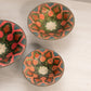 Set of 3 Brass Bowls with Pink, Orange & Green Enameled Floral Details