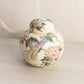 Short Cream Ceramic Lidded Jar with Bird & Floral Designs
