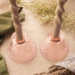 Short Pink Glass Candleholders with Floral Textured Details (Set of 2)