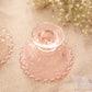Short Pink Glass Candleholders with Floral Textured Details (Set of 2)