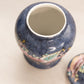 Small Blue Ceramic Lidded Ginger Jar with Floral Designs