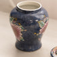Small Blue Ceramic Lidded Ginger Jar with Floral Designs