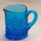 Extra Small Blue Glass Creamer with Hexagonal Designs