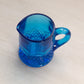 Extra Small Blue Glass Creamer with Hexagonal Designs