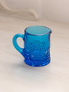 Extra Small Blue Glass Creamer with Hexagonal Designs