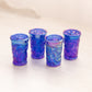 Small Blue Iridescent Glass Bird Mini Pitcher with 4 Tiny Glasses