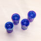 Small Blue Iridescent Glass Bird Mini Pitcher with 4 Tiny Glasses