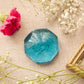 Small Blue Glass Rose Flower Paperweight Figurine