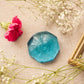 Small Blue Glass Rose Flower Paperweight Figurine