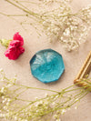 Small Blue Glass Rose Flower Paperweight Figurine