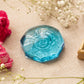 Small Blue Glass Rose Flower Paperweight Figurine