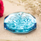 Small Blue Glass Rose Flower Paperweight Figurine