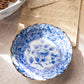 Extra Small Blue & White Ceramic Floral Dish with Brown Edge