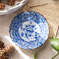 Extra Small Blue & White Ceramic Floral Dish with Brown Edge
