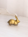 Small Brass Bunny Rabbit Figurine with Ears Up