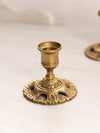 Small Brass Candleholder with Fancy Designs on Base