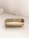 Medium Rectangular Brass Dish with 4 Toes and Ornate Designs
