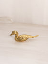 Small Brass Duck Figurine with Detailed Wings and Long Tail