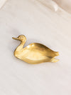 Small Brass Duck Trinket Dish with Beak Tilted Up