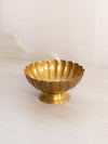 Small Brass Footed Dish with Scalloped Edge