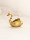 Small Brass Gold Tone Swan Dish Match or Toothpick Holder