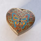 Small Brass Hinged Lidded Heart Jar with Enamel Butterfly Design on Top