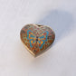 Small Brass Hinged Lidded Heart Jar with Enamel Butterfly Design on Top