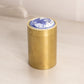 Small Brass Jar with Blue & White Floral Ceramic Top
