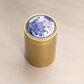 Small Brass Jar with Blue & White Floral Ceramic Top