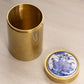 Small Brass Jar with Blue & White Floral Ceramic Top