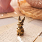 Small Brass Sitting Bunny Rabbit Figurine with Ears Up