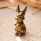Small Brass Sitting Bunny Rabbit Figurine with Ears Up