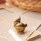 Small Brass Sitting Bunny Rabbit Figurine with Ears Up