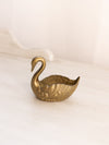 Small Brass Swan Dish with Neck Bent Down and Detailed Wings