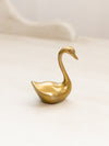 Small Brass Swan with Head Down Figurine